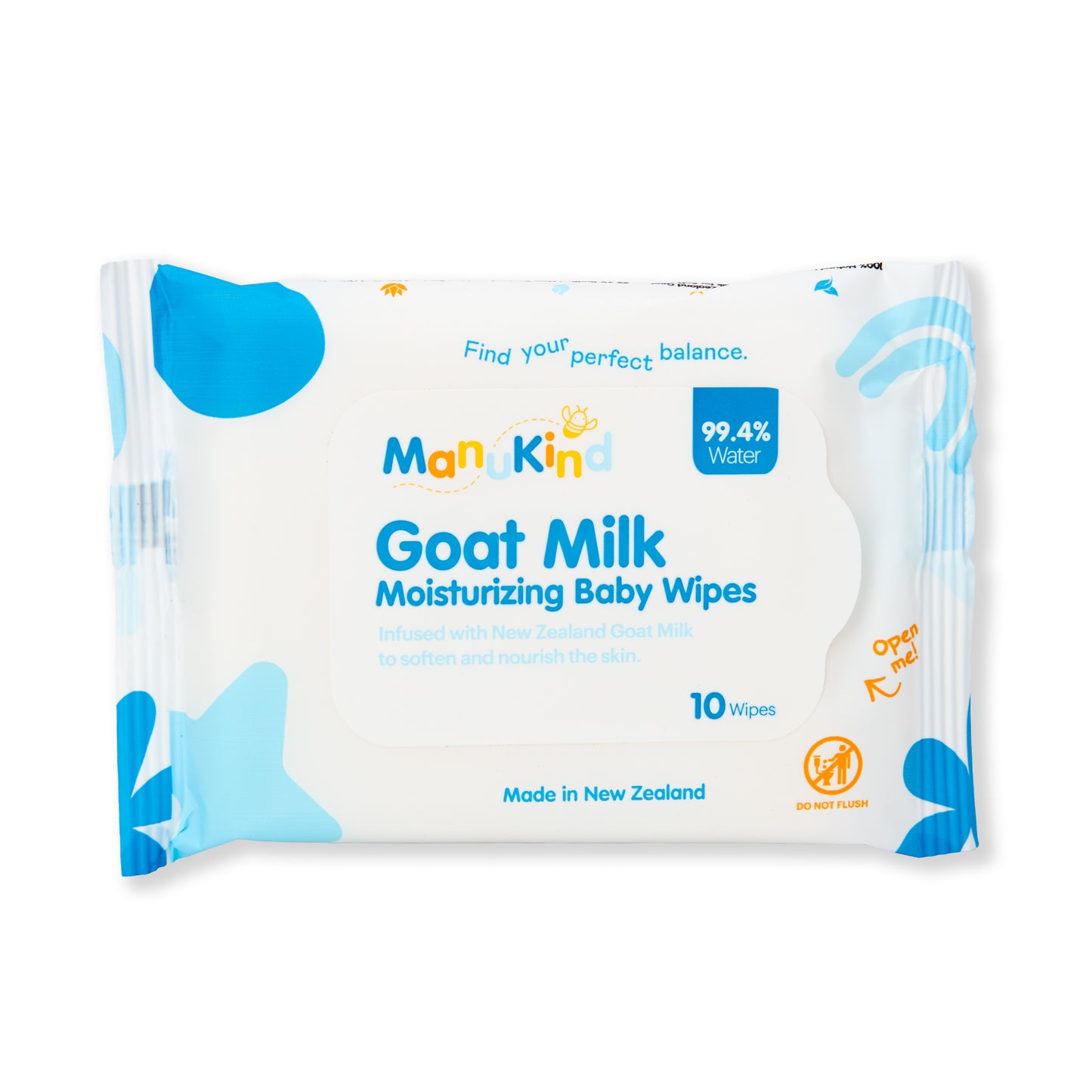 Manukind goat milk moisturizing baby wipes, 10-count pack